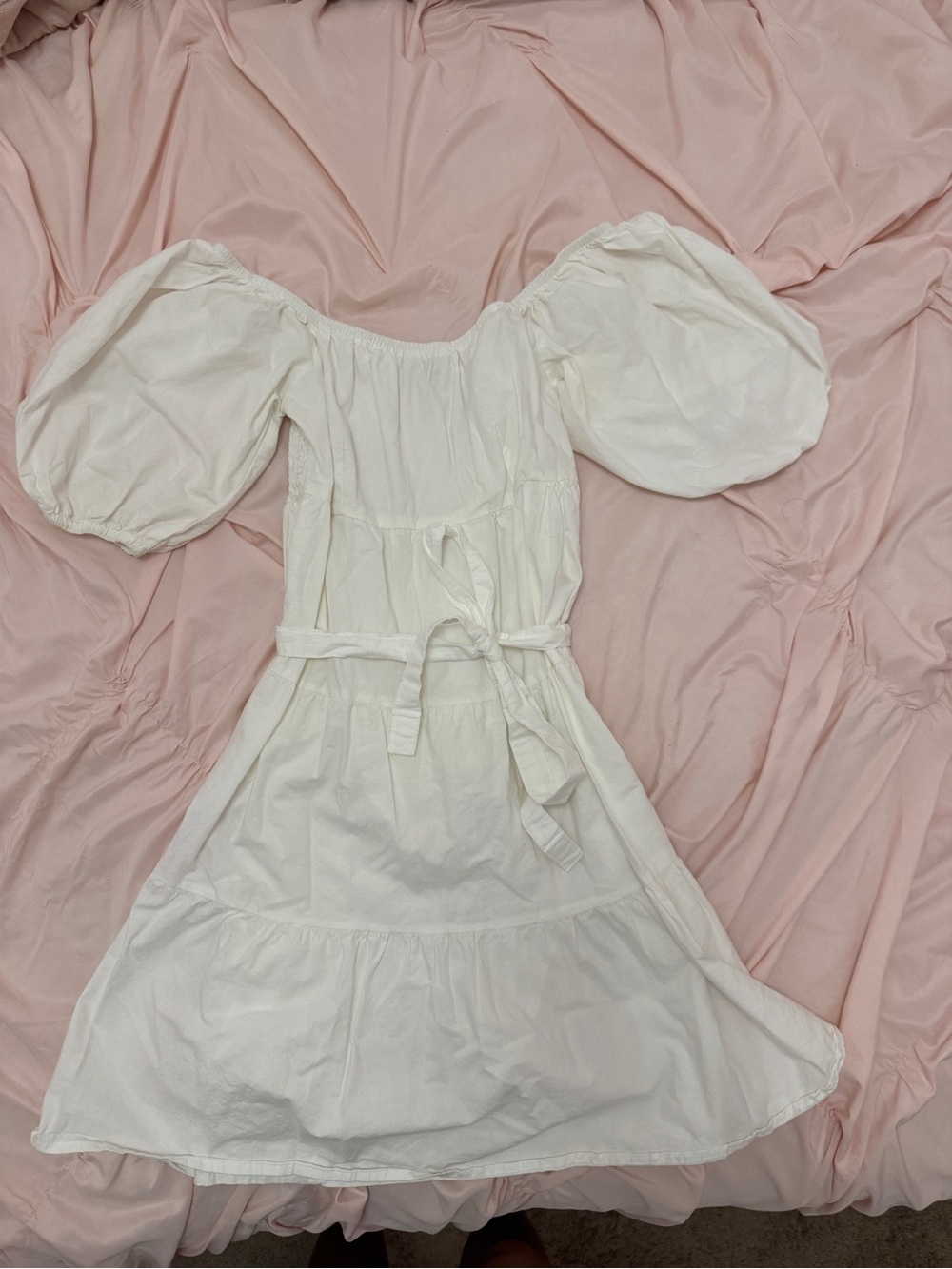 T.J.Maxx White Off-Shoulder Puff Sleeve Dress